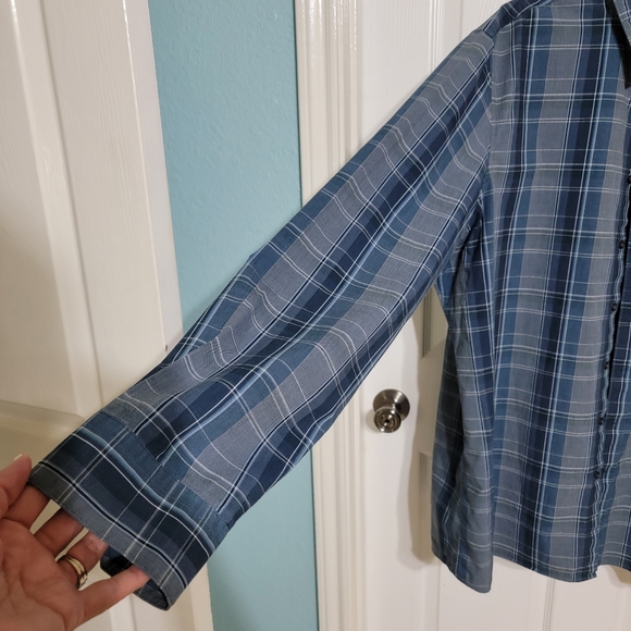 Apt. 9 Blue/White Plaid Button Up Shirt Long Sleeve Men's Size 2 XLT - Picture 5 of 8